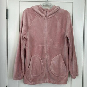 Athlete Girl Tunic length pink fleece jacket